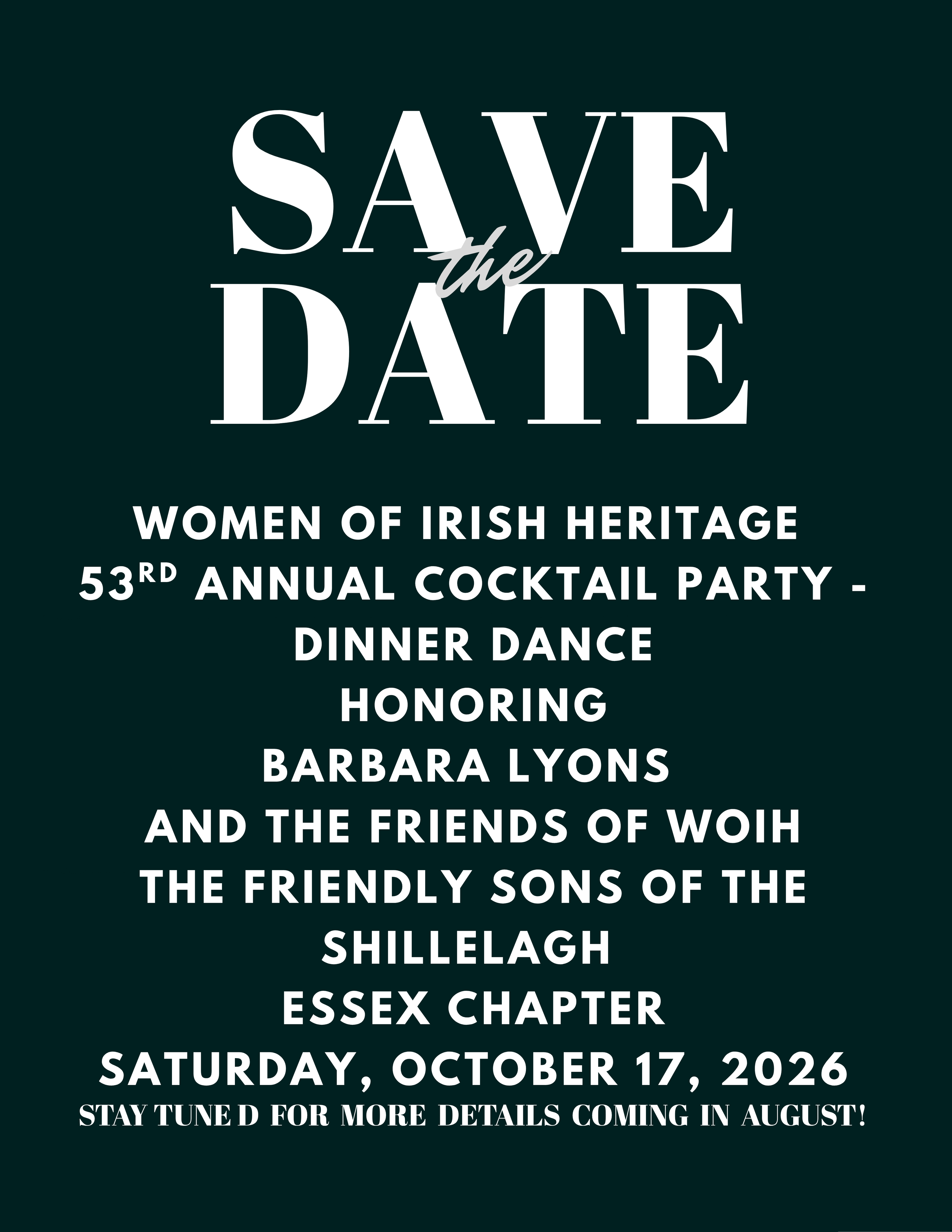 Save the Date — 53rd Annual Cocktail Party & Dinner Dance